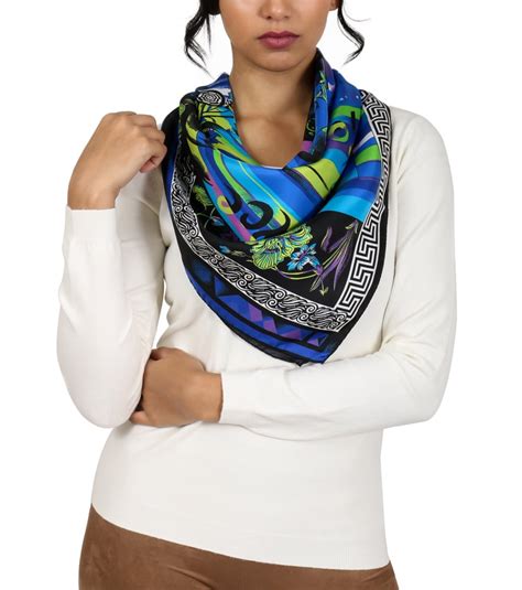 versace electric blue scarf|versace cashmere scarf.